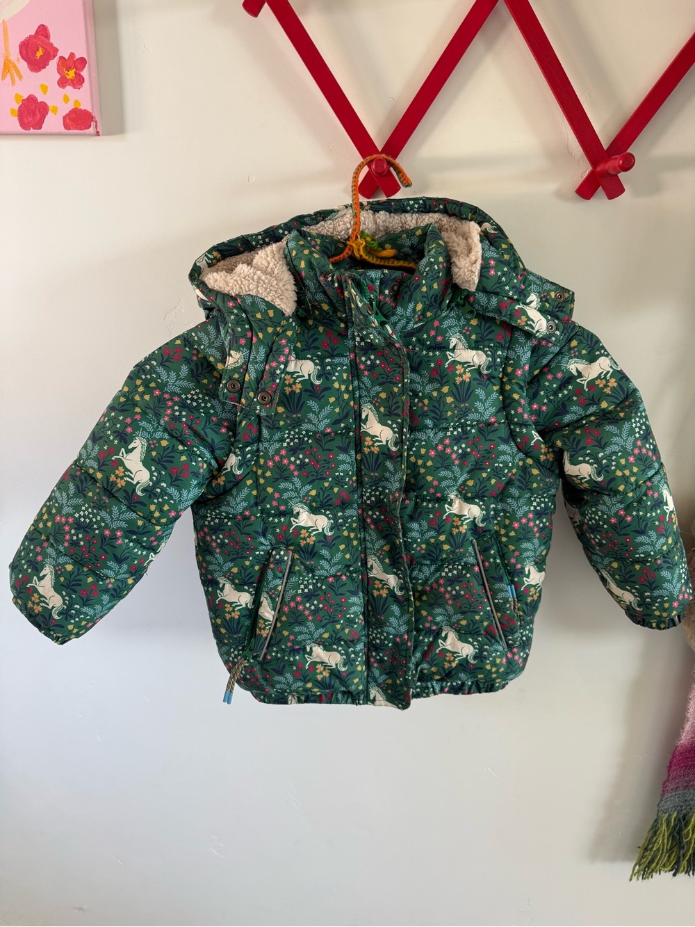 Mini Biden Green Unicorn Puffer Jacket with Hood